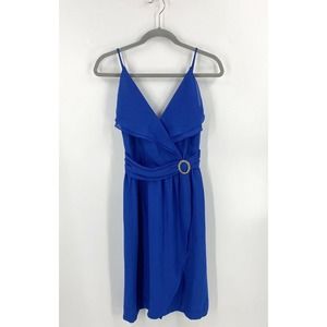 VTG 70s Dress Sz XS Blue Cocktail Flounce Evening